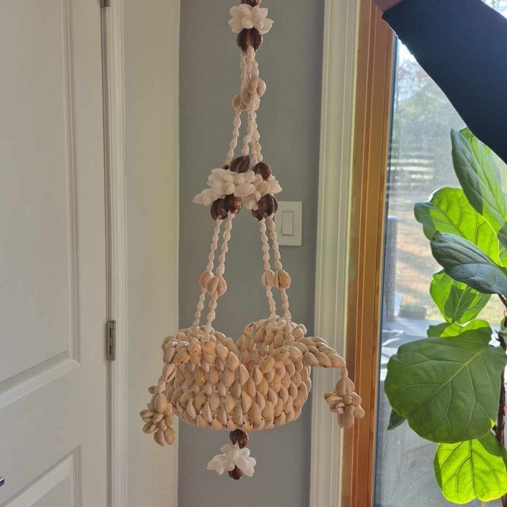 Shell Hanging Planter with Floral Accents